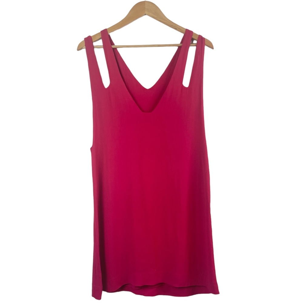 Reformation Sleeveless Cutout Viscose Cranberry Mini Shift Dress Size M/L